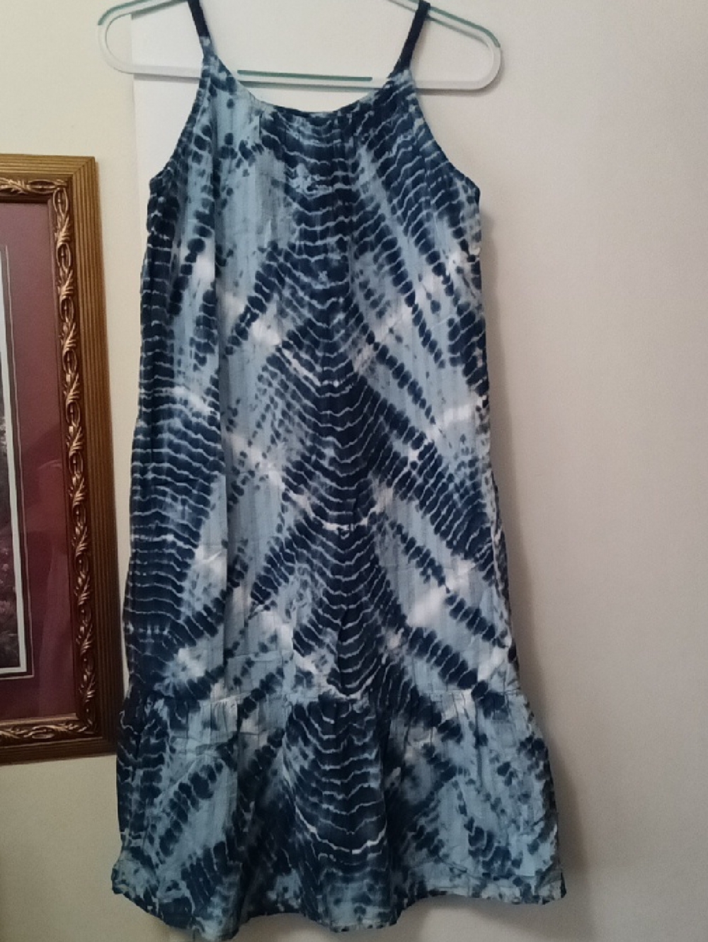 STYLE & COMPANY Blue Tie-Dye Spaghetti Strap Maxi Dress